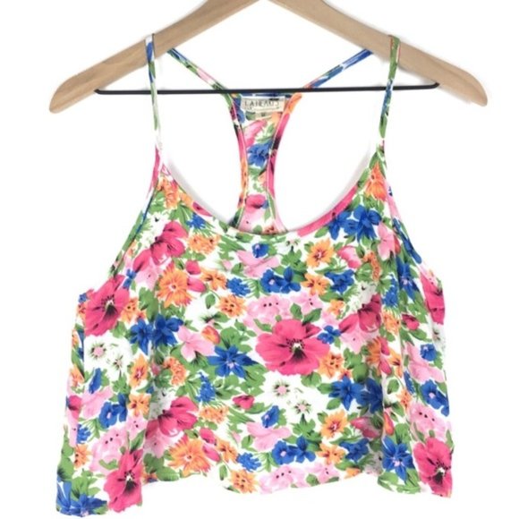 La Hearts Tops - LA HEARTS Crop Top Tank Racerback Floral Sz M  EUC